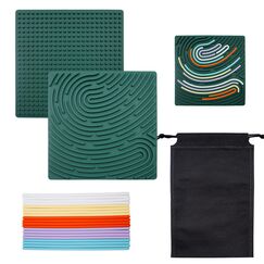 BEELUKY Sensorik Activity Board Quadrat Spielzeug Activity Board Sensorisches Aktivitätstafel Sensorik Spielzeug mit Reisetasche 20 Silikonstreifen für Kinder ab 3 Jahr Erwachsene Stressabbau