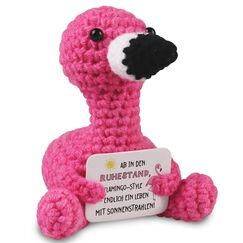 WenmthG Pocket Hug Flamingo Geschenke zum Ruhestand für Papa Opa Mama Oma Frauen Männer Freund Kollegin, Gestrickte Flamingo Glücksbringer Positive Kartoffel Deutsch Ersatz - 1 St