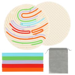 HUKUMA Sensorik Spielzeug Activity Board,Silicone Sensory Fidget Toys,Doppelseitiges Spielzeug Zur Autismus, Stress, ADHD, Anxiety Spiele Play Toy Für Kinder ab 3 Jahr, mit Reisetasche & 20 Schnüren