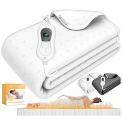 KESSER® Wärmeunterbett 150x80cm mit Abschaltautomatik Fernbedienung | Heizdecke mit 3 Temperaturstufen | Wärmebettunterlage fürs Bett Matratzenheizung | Wärmedecke aus weichem Vlies Heizkissen Weiß