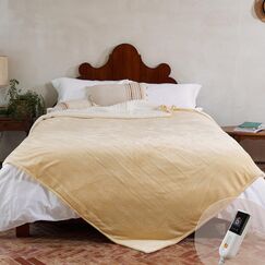 GOTCOZY Heizdecke 150x200 cm -Weicher seidiger Plüsch Wärmedecke Heizdecke 9 Heizstufen und 10 Stunden Auto-Off-Timer Überhitzungsschutz CE-Zertifiziert Kuscheldecke für Bett&Büro Waschbar(Gelb)