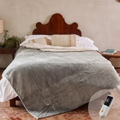 GOTCOZY Heizdecke 150x200 cm - Weicher seidiger Plüsch Wärmedecke Heizdecke 9 Heizstufen und 10 Stunden Auto-Off-Timer Überhitzungsschutz CE-Zertifiziert Kuscheldecke für Bett&Büro Waschbar(Grau)