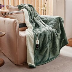 GOTCOZY Heizdecke 130x160 cm - Weicher seidiger Plüsch Wärmedecke Heizdecke 9 Heizstufen und 10 Stunden Auto-Off-Timer Überhitzungsschutz Kuscheldecke für Bett&Büro Waschbar(Grün)