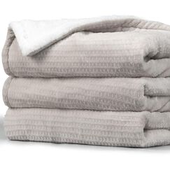 PROALLER wärmedecke 160x130CM, 10 Stufen & 1-9H Timer Auto-Aus, Maschinengängig, Weiches Flanell-Sherpa Waffel Vollkörperwärmung, Sofasitzkissen Bett Büro Verwendung, Heizdecke mit Abschaltautomatik