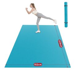 HAPBEAR Extra Große Yoga Matte,Yogamatte 213cm x 152cm x 8mm, rutschfest PVC Gymnastikmatte Sportmatte Fitnessmatte Schuhfreundlich-Blau