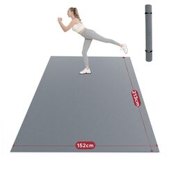 HAPBEAR Yogamatte XXL- Extra Groß Breit Sportmatte Fitnessmatte Rutschfest 213x152x0.8cm Dicke,Hoher Dichte Ultra Haltbar PVC, Gymnastikmatte mit Fitnessbänder,Schuhfreundlich-Schwarz
