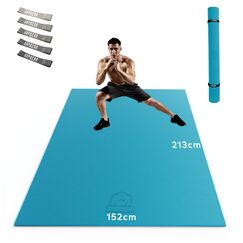 HAPBEAR Extra Große Yoga Matte,Yogamatte 213cm x 152cm x 8mm, rutschfest PVC Gymnastikmatte Sportmatte Fitnessmatte Schuhfreundlich-Blau