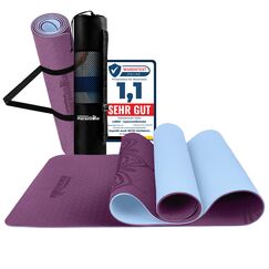 LA MENTE ES MARAVILLOSA - Gymnastikmatte, Rutschfest Yogamatte inkl. Tragegurt + Tasche + Übungs-E-Book, Gepolstert, Hautfreundliches TPE für Fitness/Pilates/Workout 183x61cm (Mandala, Lila/Hellblau)