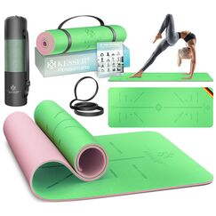 KESSER® Gymnastikmatte mit Tragegurt rutschfest TPE Yogamatte Gepolstert & rutschfest Fitnessmatte, 183 x 61 Trainingsmatte für Fitness Sportmatte, Pilates & Gymnastik + Tragegurt & Tasche, extradick