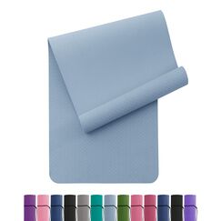 Yogamatte rutschfest und umweltfreundliche TPE Sportmatte mit Tragegurt Gymnastikmatte für Pilates, Workout Fitnessmatte 183 x 61 x 0.6 cm (Blau)