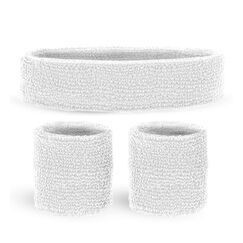 W WIDMANN MILANO Party Fashion - Schweißbänder Set 3-teilig, mit Stirnband und 2 Armbändern, Sport Accessoires, für 80er Jahre Trainingsanzug