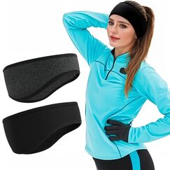 Flintronic Sport Stirnband für Damen und Herren, 2 Stück Ohrenwärmer Stirnbänder, Ohrenschützer Stirnbänder, Stirnband Herren Winter für Joggen, Laufen, Wandern, Fahrrad und Motorrad Fahren