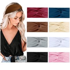 Haarbänder Damen Breite Stirnband Sommer Elastische Weiche Haarband Gestrickt Design, Yoga Sport Workout Haarband Mehrfarbig Stirnbänder 8PCS