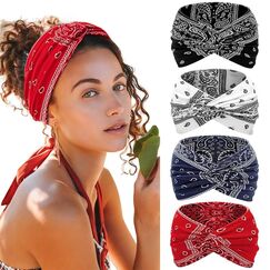 Kavya Haarband Damen Stirnband Damen 4er Pack – 7'' Extra Breit Haarbänder Dünn, Elastische Kopftuch Weiche Boho Mehrfarbig Headband, für Yoga, Kosmetik, Sport & Haarschmuck Sommer