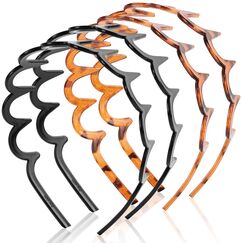 LOPHE Zickzack Haarreif, 4 Stück Haarreif mit Haifischzähnen, Kunststoff Stirnband Zahnhaarkamm Stirnbänder für Sport Fitness Tägliches, Damen und Männer