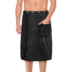 Aomig Saunakilt Herren Elastisch Verdicktes Badetuch Verstellbare Größe Schnapp-Badetuch Kilt Herren Großes Schnell Trocknendes Saunatuch für Fitnessstudio Dusche Sauna Spa Strand (Schwarz, 80*150 cm)