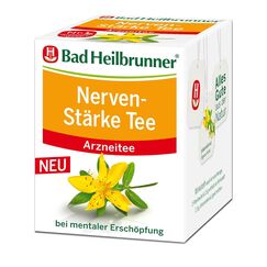 Bad Heilbrunner Nerven-Stärke Tee – Traditioneller Arzneitee mit Johanniskraut zur Linderung von nervöser Unruhe und geistiger Erschöpfung, (12 x 8 Filterbeutel)