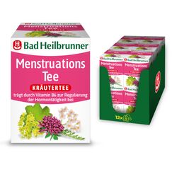 Bad Heilbrunner Menstruations Tee - Arzneitee im Filterbeutel - Frauenmantel, Schafgarbe, Angelikawurzel - mit Vitamin B6 - unterstützt bei Menstruation & den Hormonhaushalt (12 x 8 Filterbeutel)