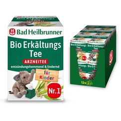 Bad Heilbrunner Bio Erkältungs Tee für Kinder – Arzneitee mit Eucalyptusblättern zur Unterstützung bei Erkältungskrankheiten der Atemwege, (12 x 8 Filterbeutel)
