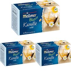 Meßmer Bio Kamille | mild | 18 Teebeutel | Vegan | Glutenfrei | Laktosefrei (Packung mit 3)