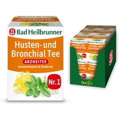 Bad Heilbrunner Husten- & Bronchial - Arzneitee im Filterbeutel- Spitzwegerich, Thymian & Bitterer Fenchel - reizlindernd bei Bronchitis, trockenem Husten & Erkältungen (12 x 8 Filterbeutel)