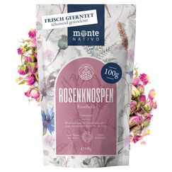 Rosenblüten getrocknet Monte Nativo (100g) - schonend getrocknete Rosenblüten als Tee Geschenk - duft-intensiv Rosenknospen - essbare Blumen als Rosentee oder für Dekoration - getrocknete Rosen