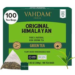 VAHDAM, Grüner Tee Von Himalaya (100 Teebeutel) 100% Reiner & Aromatischer | Natürliche Grüntee Loses Blatt | Vegan, Glutenfrei, Laktosefrei | Frisch & Direkt Von Der Quelle In Indien | Grüner Tee