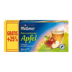 Meßmer Ländertee Österreichischer Apfel | Vorteilspackung 20+5 Teebeutel | Früchtetee mit Äpfeln und Apfel-Aroma | fruchtig-süß
