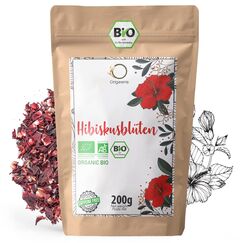 ORIGEENS HIBISKUSTEE BIO 200g Premiumqualität | Hibiskusblüten getrocknet für Tee, Früchtetee, Eistee, Karkade tee | Hibiskus Tee für Drainage Detox-Kur