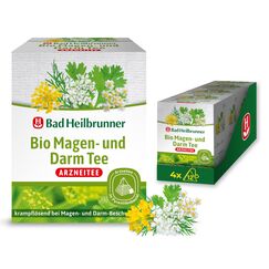 Bad Heilbrunner Bio Magen- & Darm Tee - Arzneitee im Pyramidenbeutel - Anis, Bitterer Fenchel, Koriander, Kümmel - krampflösend bei Magen- & Darm-Beschwerden (4 x 12 Pyramidenbeutel)