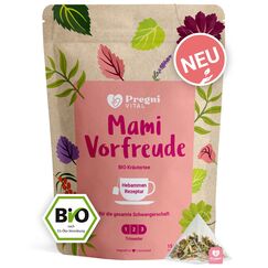 PregniVital® - Mami Vorfreude - BIO Schwangerschaftstee 1. 2. 3. Trimester - Hebammen-Kräuter für die gesamte Schwangerschaft - auch perfekt als Schwangerschafts-Geschenk - 15 Teebeutel