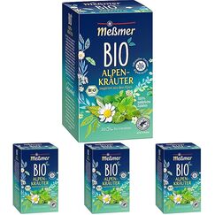 Meßmer Bio Alpenkräuter | 100% natürliche Zutaten | 20 Teebeutel | Vegan | Glutenfrei | Laktosefrei (Packung mit 4)