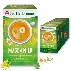 Bad Heilbrunner Magen Mild - Kräutertee im Filterbeutel - Fenchel, Kamille & Pfefferminze - mit Vitamin B2 für ein gutes Magengefühl - Bauch gut, alles gut (5 x 20 Filterbeutel)