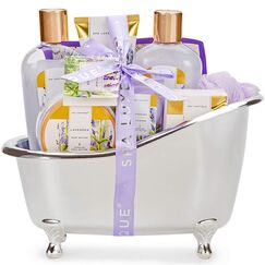 SPA LUXETIQUE Bade Geschenkset für Frauen - 8tlg Lavendelduft Wellness Set für Frauen, Geburtstagsgeschenk Beauty Set mit Deko Badewanne, Valentinstag Geschenk für Sie, Muttertagsgeschenk