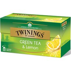 Twinings Green Tea and Lemon - Grüner Tee mit erfrischendem Zitronengeschmack im Teebeutel - einzigartige Grüntee Mischung verfeinert mit Zitronenschale, 25 Teebeutel (40 g)
