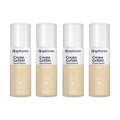Spitzner Duschschaum Cremegefühl (4 x 50 ml) Set – Entspannende Wellness-Schaumdusche für sie mit cremigem Schaum für weiches Hautgefühl, sanft reinigend, hautverträglich und vegan…