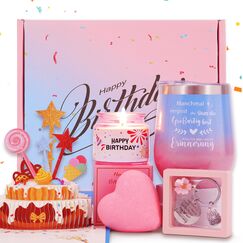 MUJUZE Geburtstagsgeschenk für Frauen,Geschenk Freundin Geburtstag,Weinbecher Geschenkset Frau Geburtstag für Beste Freundin Schwester,BFF,Damen,Arbeitskollegin,Birthday Gift for Women