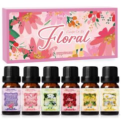 SALKING Blumen Ätherische Öle Set, Aromatherapie Duftöl GeschenkSet, Pure Duftöle für Diffuser Luftbefeuchter, 6x10 ml (Lavendel, Kirschblüte, Gardenie, Rose, Ylang-Ylang, Kamille)