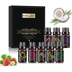 MAYJAM Duft Duftöl Set Fruchtiger 8 x 10ML, Früchte Duftöle für ätherischer Öle Diffuser Kerzenherstellung - Mango, Passionsfrucht, Erdbeere, Wassermelone, Kokosnuss, Ananas, Banane, Traube