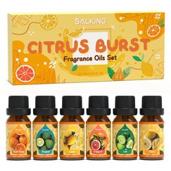 SALKING Zitrus-Duftöl Set, Aromatherapie, 6x10 ml Arancia dolce, Bergamotto, Limone, Pompelmo, Lime, Yuzu - Citrus