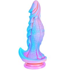 25cm Riesen Fantasy Dildo von Monster mit großem mit saugnapf, Silikon Drachen XL Analplug Flexibler G Punkt Langdildo Erwachsener Penis für Frauen und Männer Blau