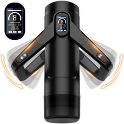 Masturbieren für Männer Sex Spielzeug für die Männer Elektrischer Masturbator, 9 Vibratoren & 9 Teleskopfunktion & 3D Realistische Vagina & LCD-Display, Taschenmuschi Mastubratoren Sexpuppe Schwarz