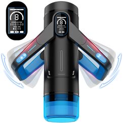 Eanatoys Masturbieren für Männer Sex Spielzeug für die Männer Masturbator, 9 Vibratoren & 9 Teleskopfunktion & 3D Realistische Vagina & LCD-Display, Taschenmuschi Mastubratoren Sexpuppe Blau