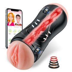 Elektrischer Masturbator Sex Spielzeug für die Männer Solo - Masturbieren Taschenmuschi SexSpielzeug mit Doppelte Vibrationskanäle 9 Vibrationsmodi, Masturbatoren Blowjob Muschi Sex Toys mit 3D Vagina