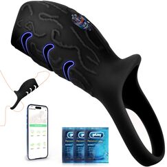 Penis Vibrator Penisverlängerung mit App, Penishülle für G-Punkt Hoden Sex Spielzeug für die Männer Paare Extrem Sex, Penis Sleeve Ring 10X Vibration Penismanschette Realistische Erotisches Sex Toys