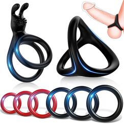 Dreieckiger Penisringe，Pleasure Ring Set 5 Cockringe Silikon Cockringe Hodenringe für Eine Härtere und Längere Erektion Erotisches Sexspielzeug für Paare Passend für Jede Größe Penis Ring Schwarz