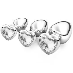 3 Stücke Klein Medium Groß Metall Analplug Set mit Herzform Kristall Diamant Anal Sexspielzeug,Buttplug Anal Butt Plug,für Frauen Männer Paare Anfanger für Frauen Männer Plug Metall Set (weiß)