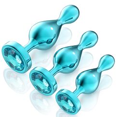 Analspielzeuge Analplugs Set für Erwachsene - 3 Stücke Metall Set Metall Analplug für Frauen Männer Paare Anfanger, ButtPlug Sex Toys Mit Diamantbasis für Prostata Stimulation Männer