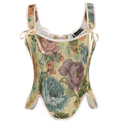 SCARLET DARKNESS Bustier-Tops für Damen, Renaissance-Korsett-Top, Fischgrätenmuster, Vintage-Blumen-Korsett, Aprikose, Größe 39, Aprikosenblüte Majesty, 6