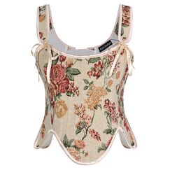 Scarlet Darkness Bustier-Top für Damen, Renaissance-Blumenmuster, Schnürung, Bodyshaper, Korsett mit Reißverschluss, Orangenblüte, 8